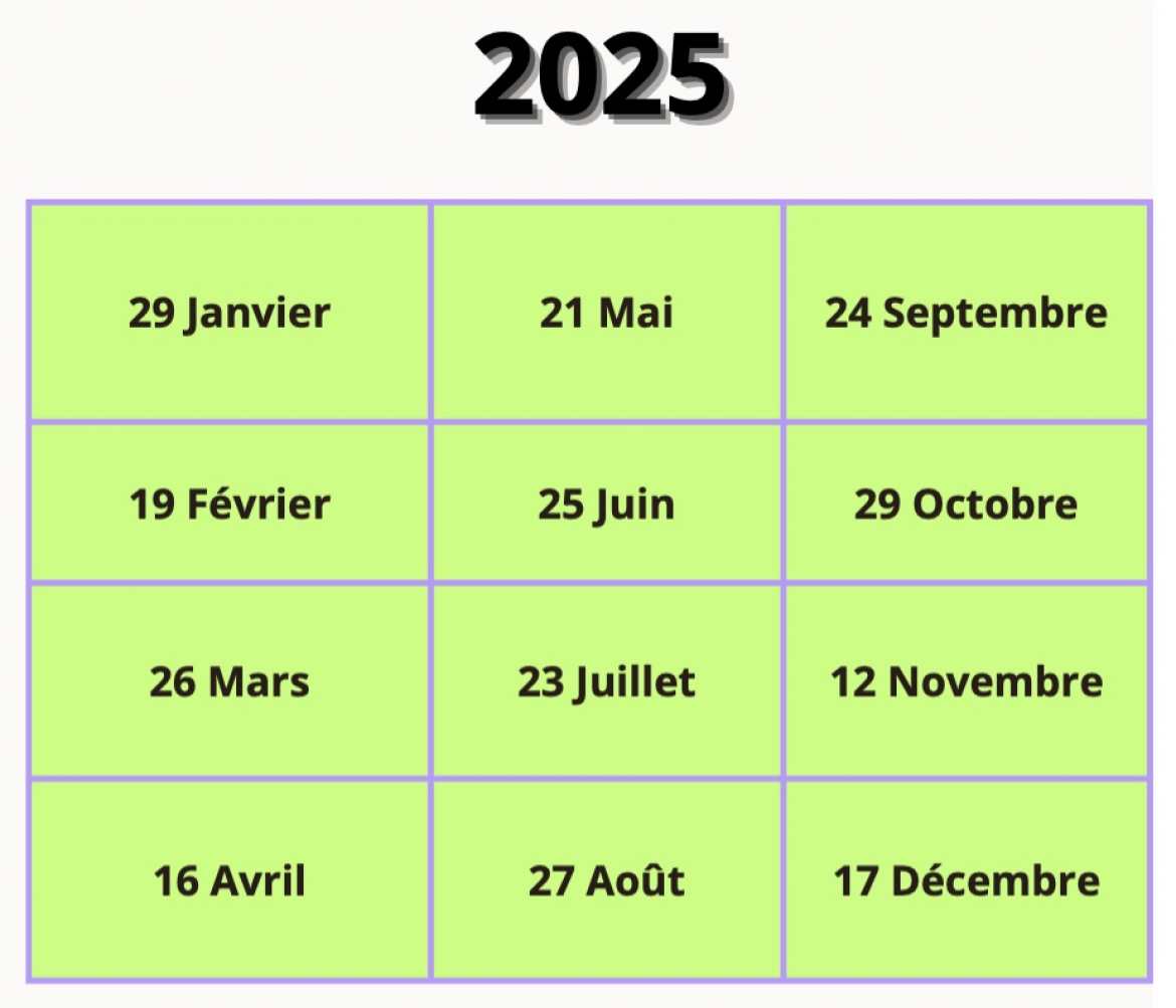 Calendrier des permanences Dossiers Retraite - 2025