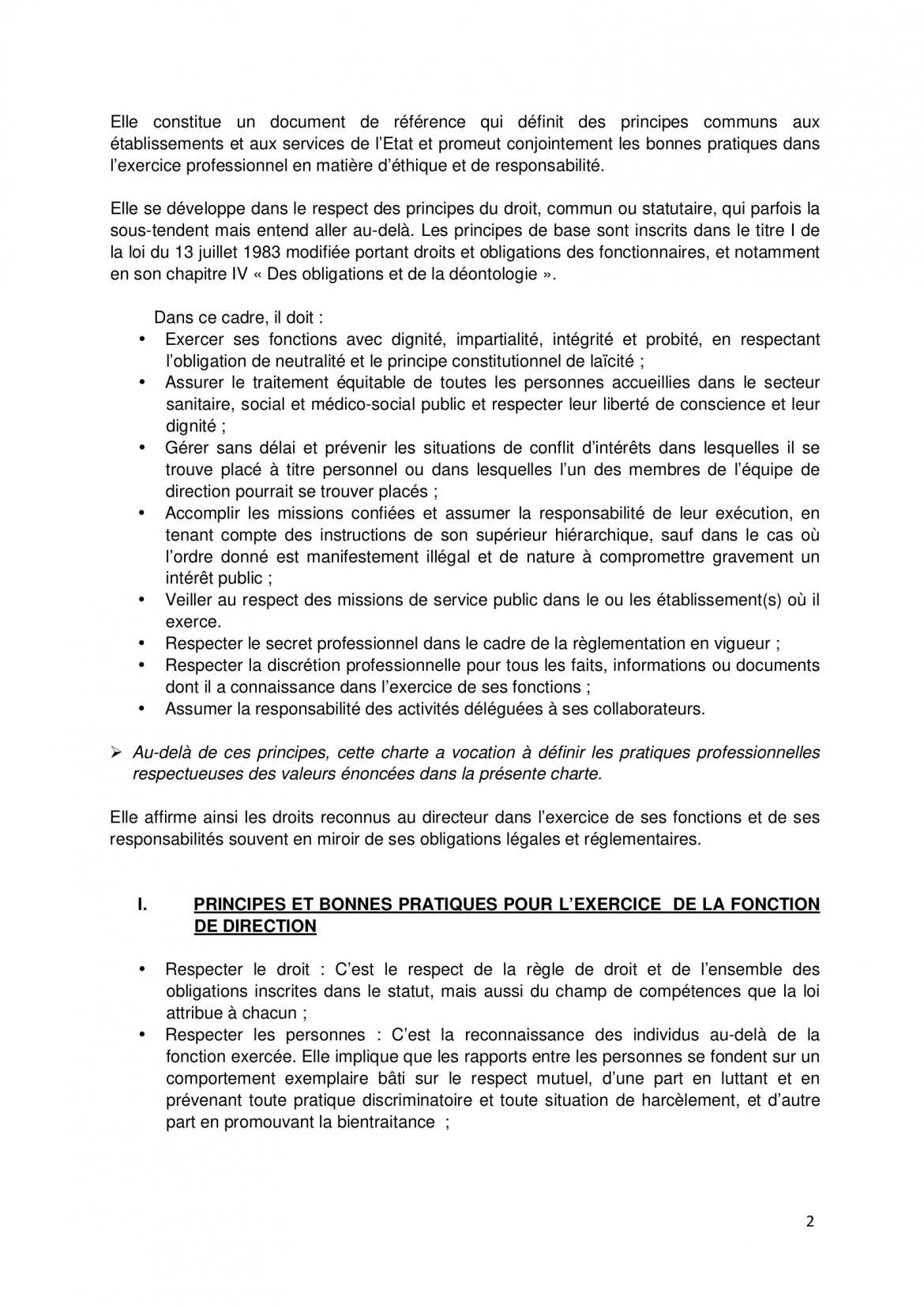 Charte de l'Éthique et de la Responsabilité des Directeurs de la FPH - p.2