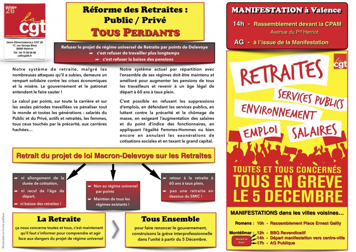 Défendre les Retraites… mais pas seulement… les Services Publics aussi