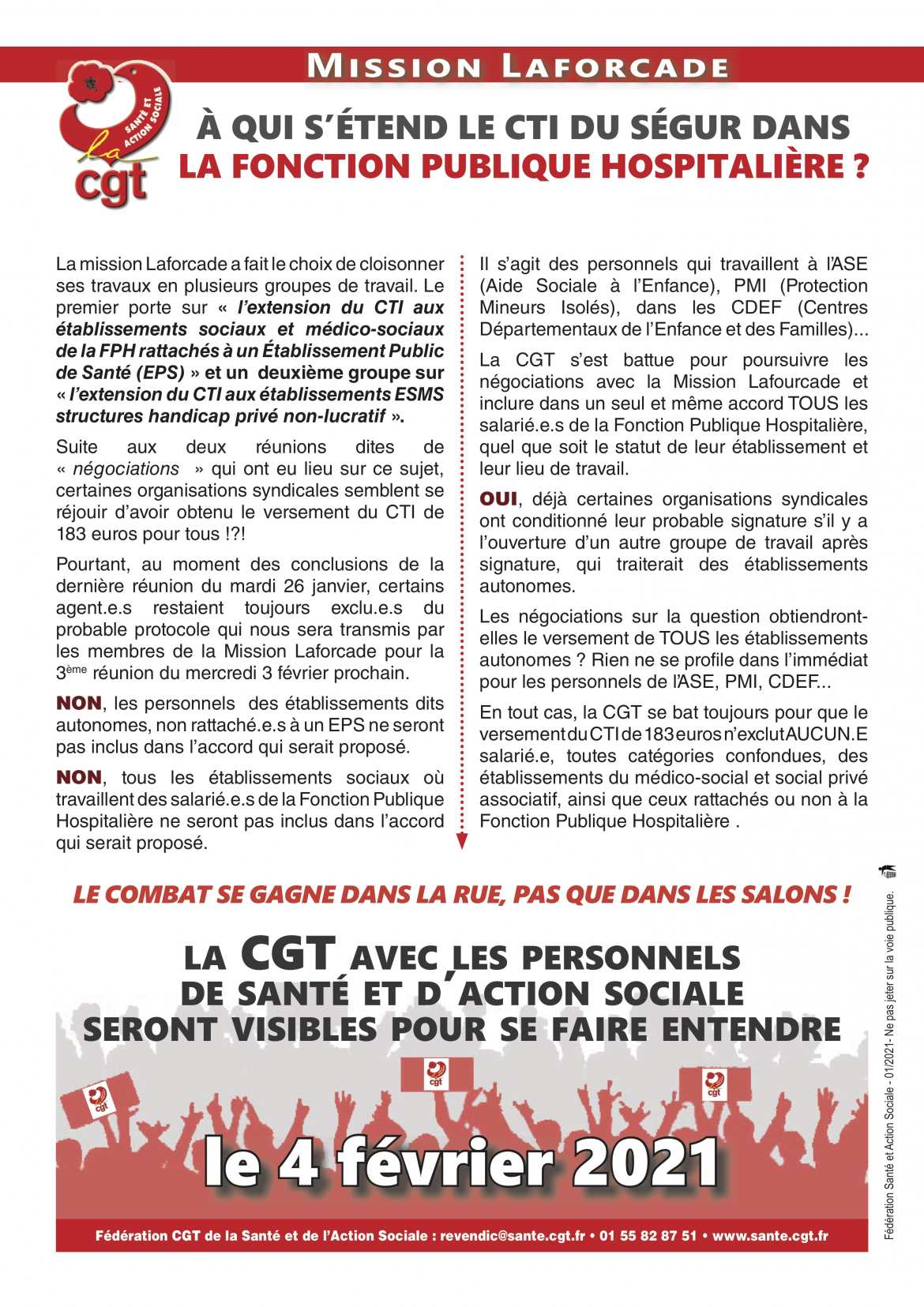 Tract - Mission Laforcade CTI - Appel à la grève générale 04/02/20