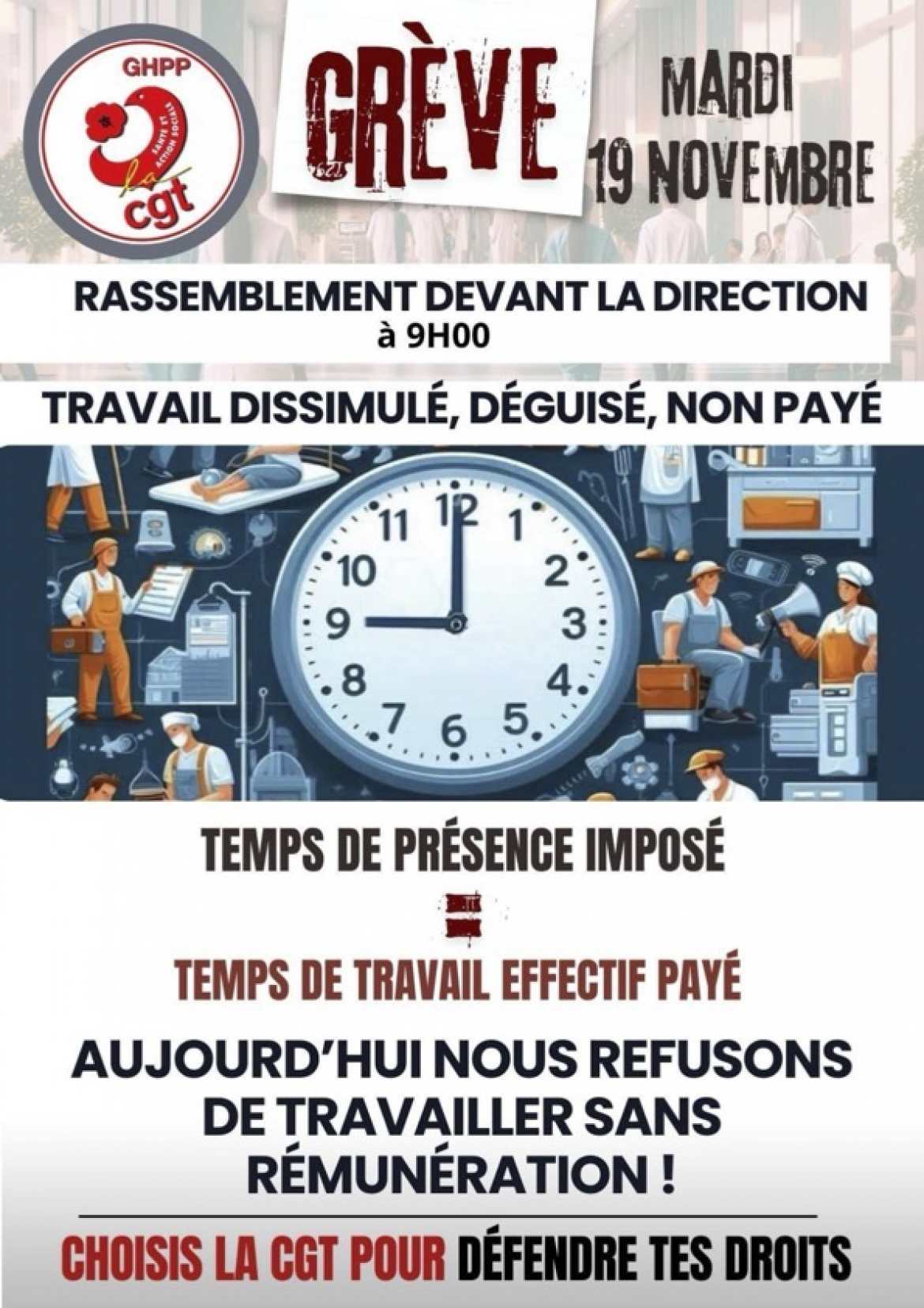 Tract - Appel à la Grève et Mobilisation GHPP - 19 nov 2024