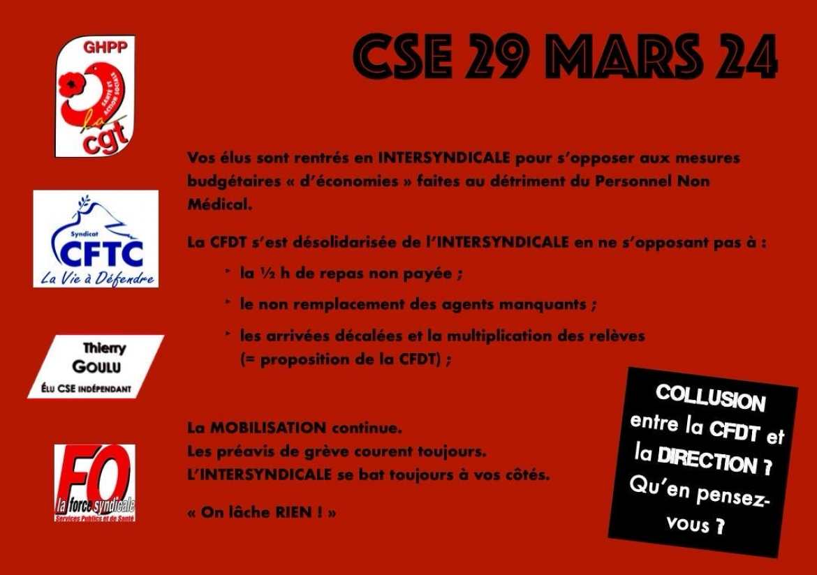 Tract Intersyndical - Sortie CSE 29.03.24