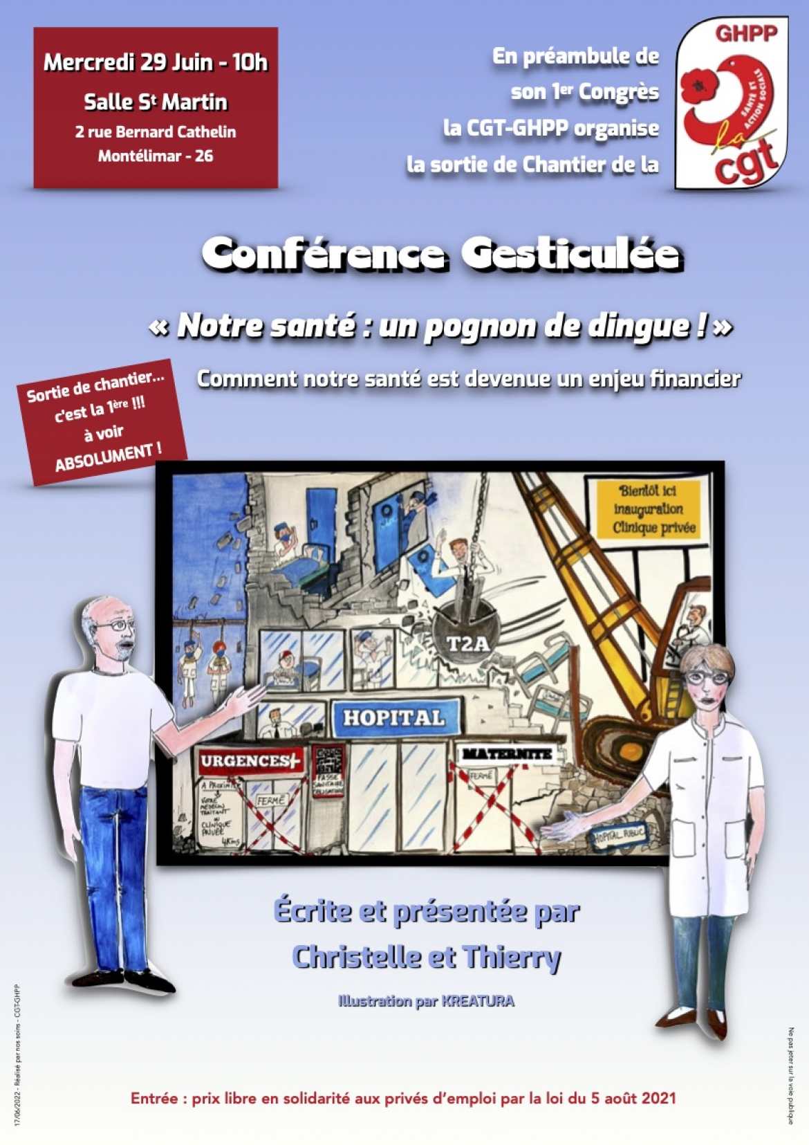 Affiche Conférence Gesticulée - Notre santé : un pognon de dingue !