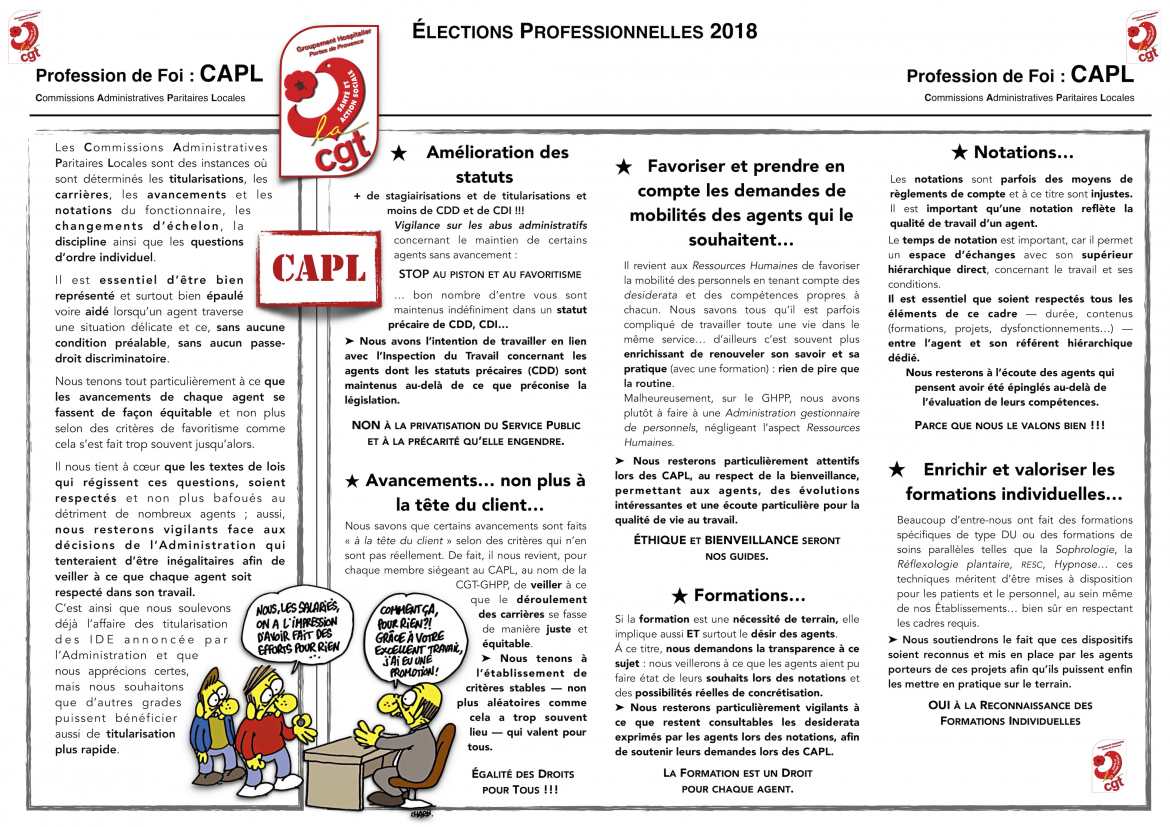 Profession de foi ::: Commissions Administratives Paritaires Locales - CAPL
