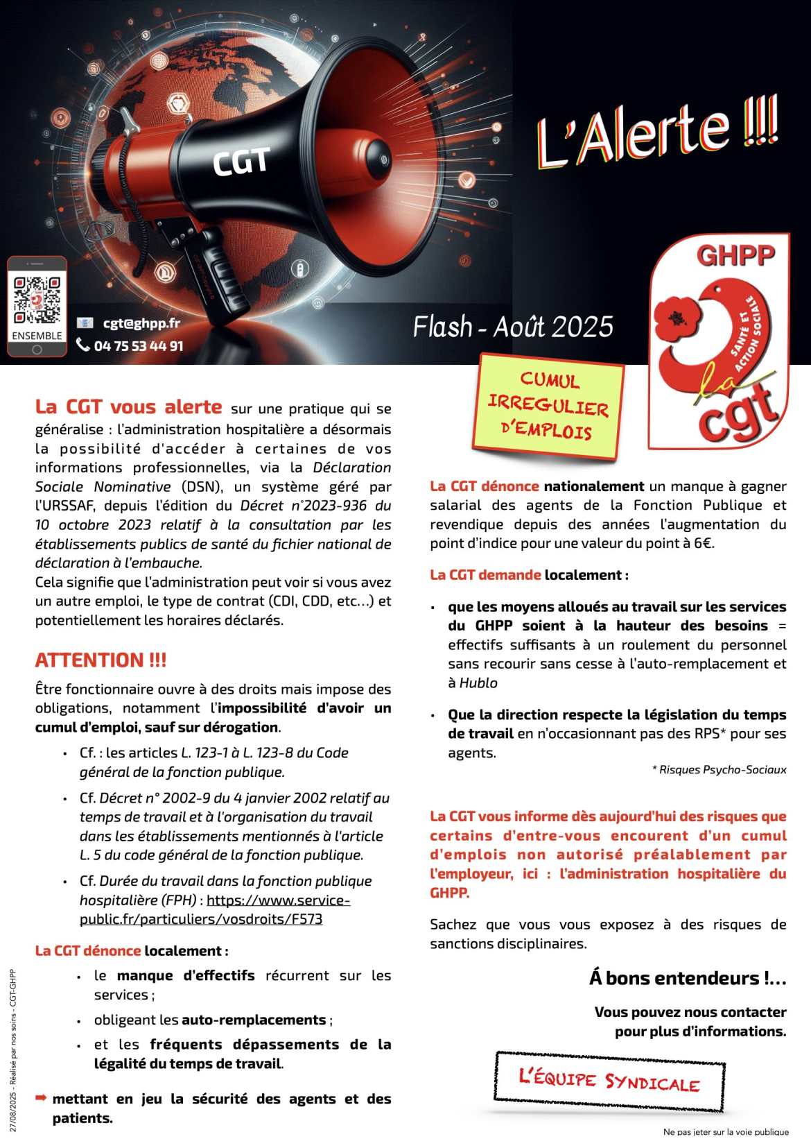 L'Alerte - Flash - Août 2025 - Cumul irrégulier d'emploi