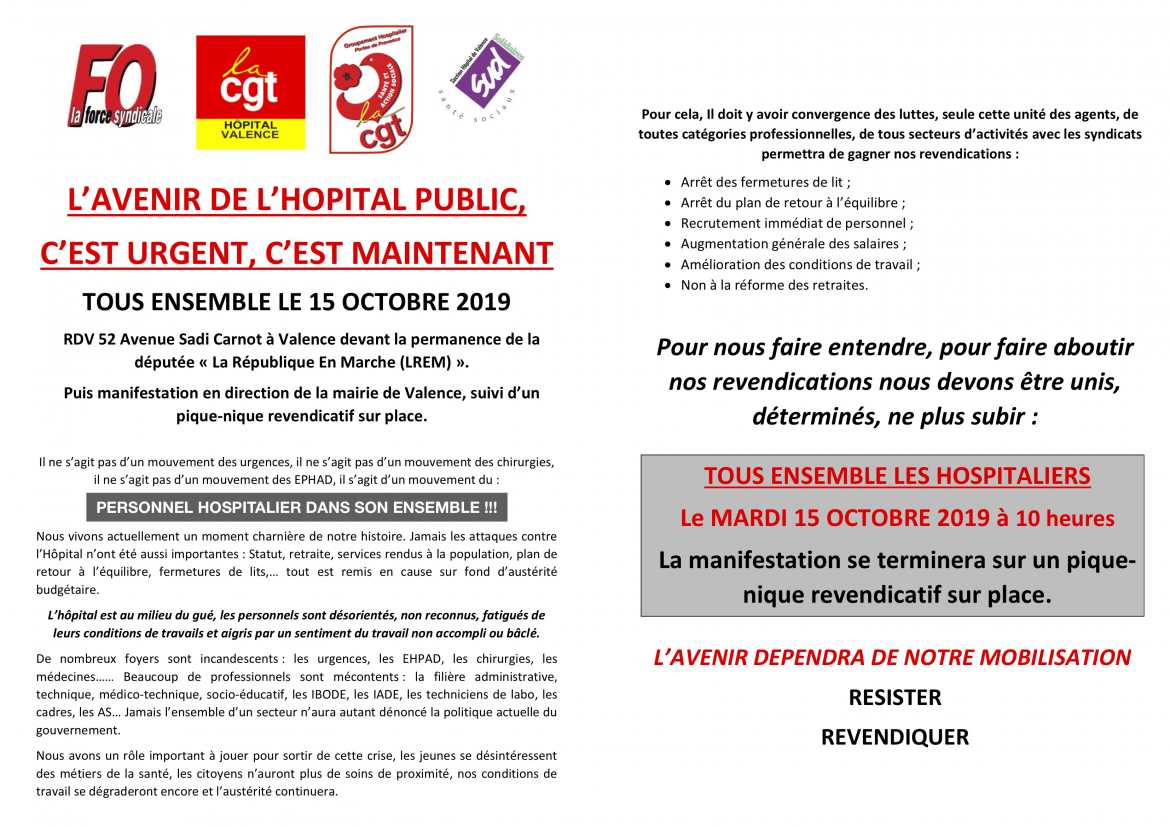 Manifestation de TOUS LES PERSONNELS HOSPITALIERS