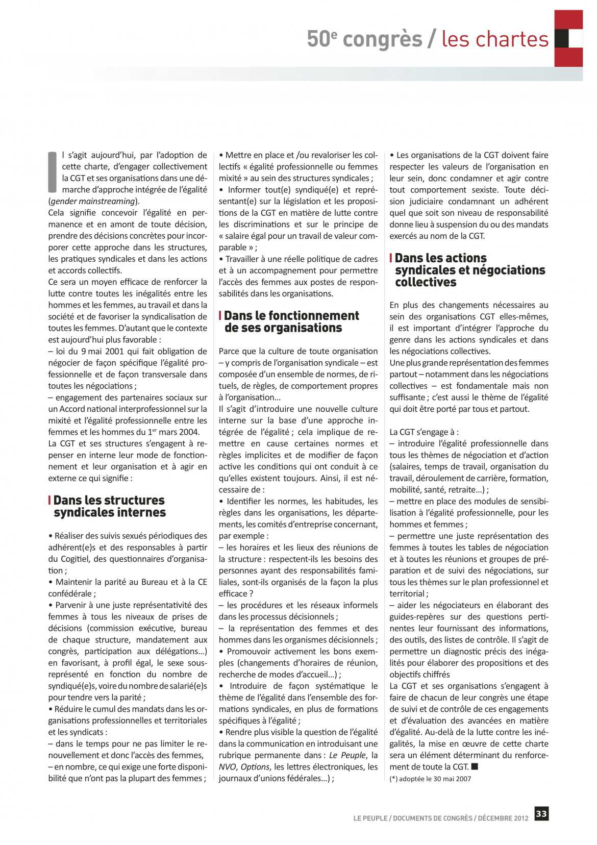 Les Chartes de la CGT