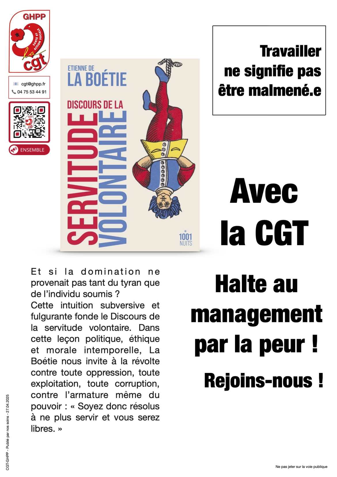 Avec la CGT Halte au management par la peur