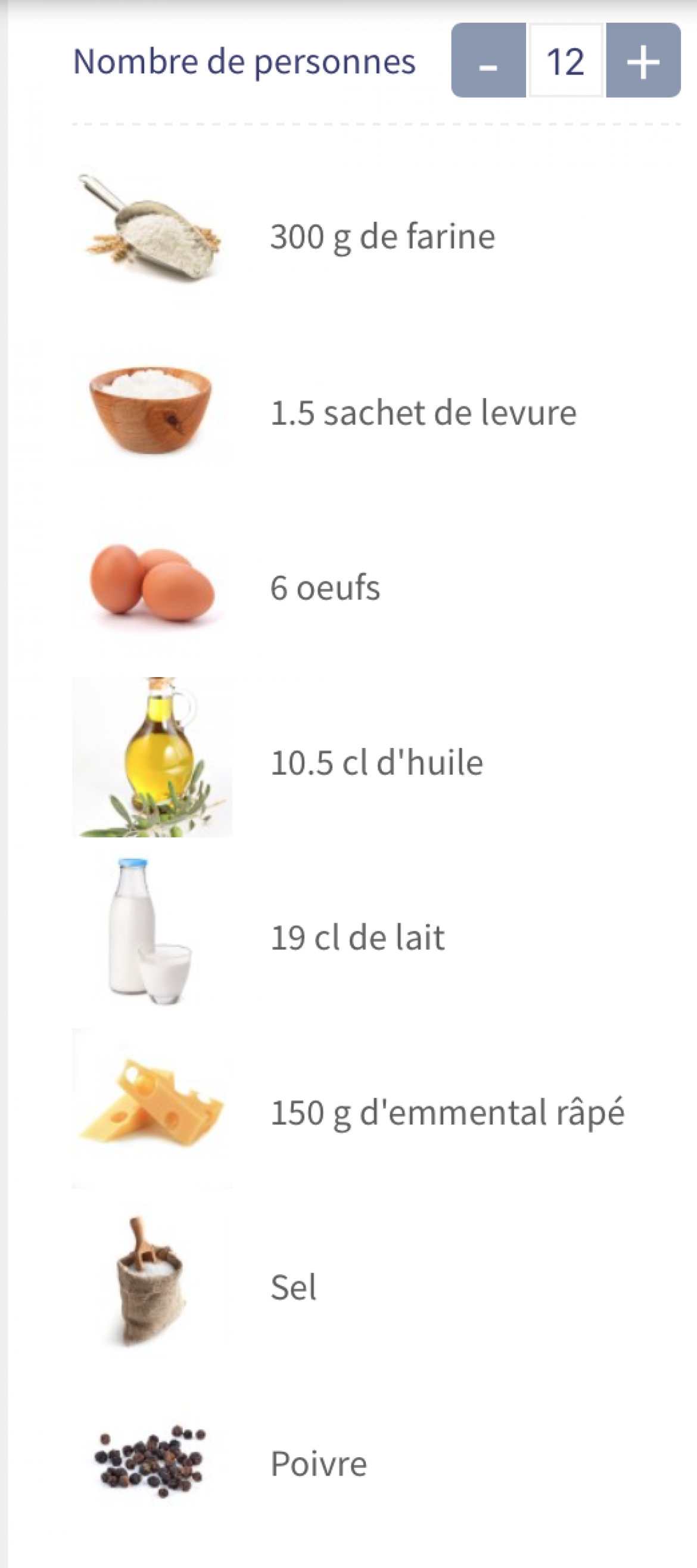 Base cake salé pour 12 personnes