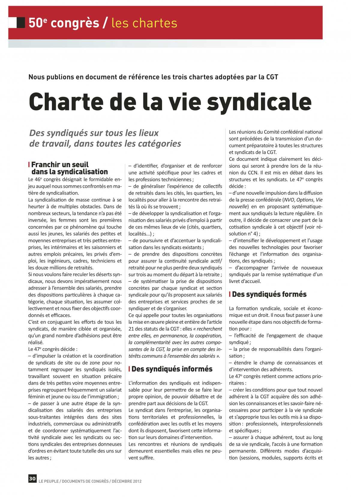 Les Chartes de la CGT