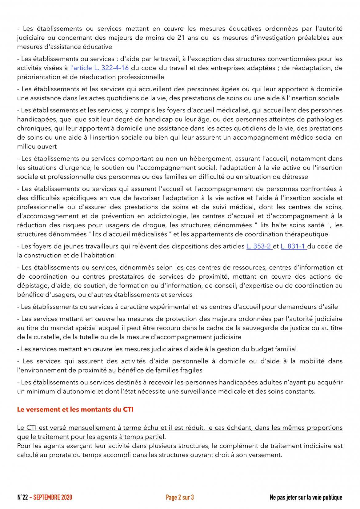 Protocole Ségur : Le versement du complément de traitement indiciaire aux agents de la fonction publique hospitalière - Flash Info LDAJ Fédération CGT Santé & Action Sociale - N°22 - Septembre 2020
