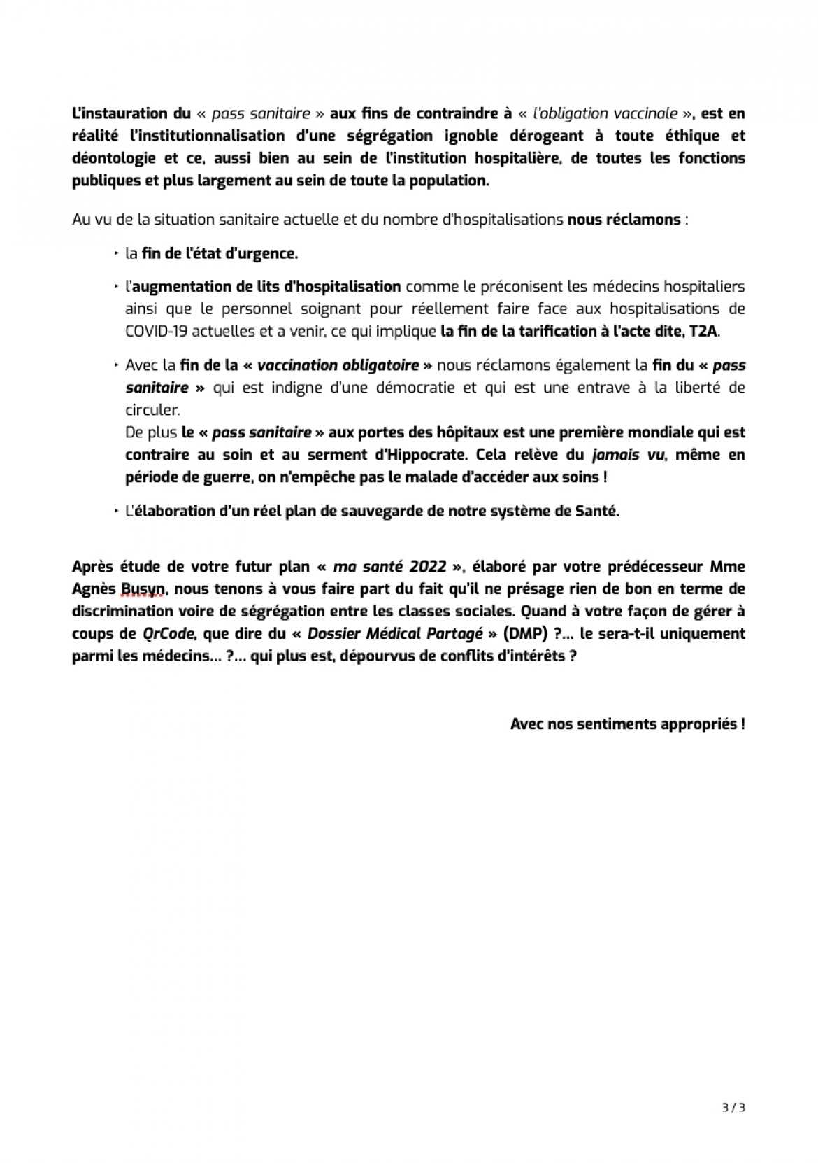 Courrier à O. Veran - CGT-GHPP & CGT-CHV - 13 sept. 2021 - 3/3    
