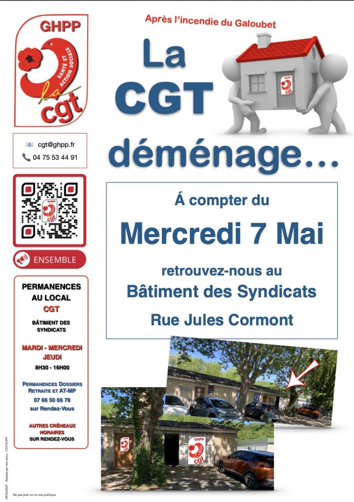 Mercredi 7 mai 2025 - La CGT-GHPP déménage rue Jules Cormont.