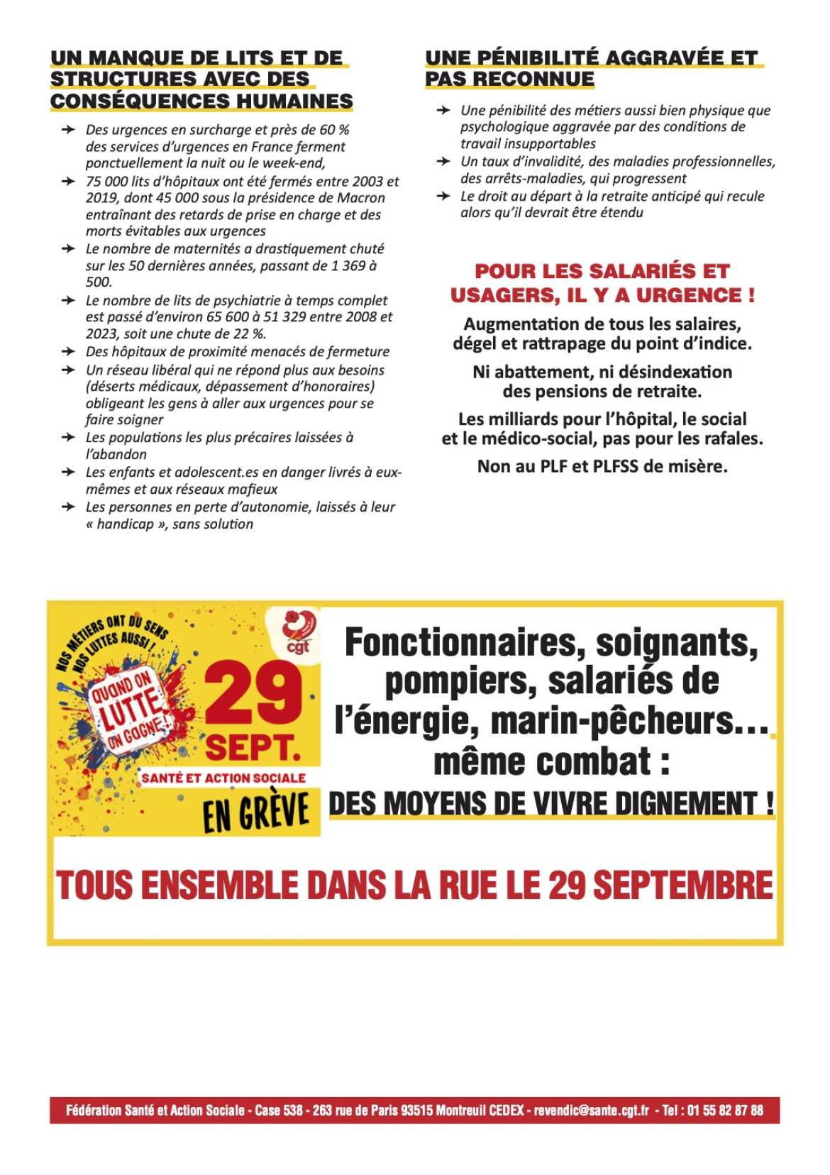 Tract CGT Santé et action sociale - Appel 29.09.26 - Verso