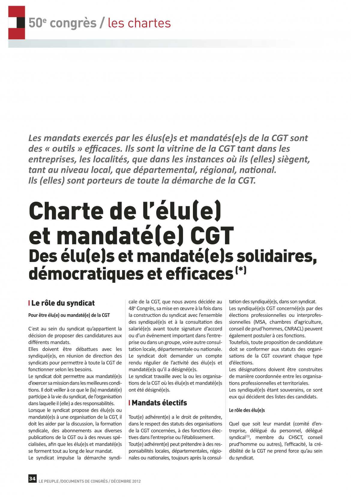 Les Chartes de la CGT