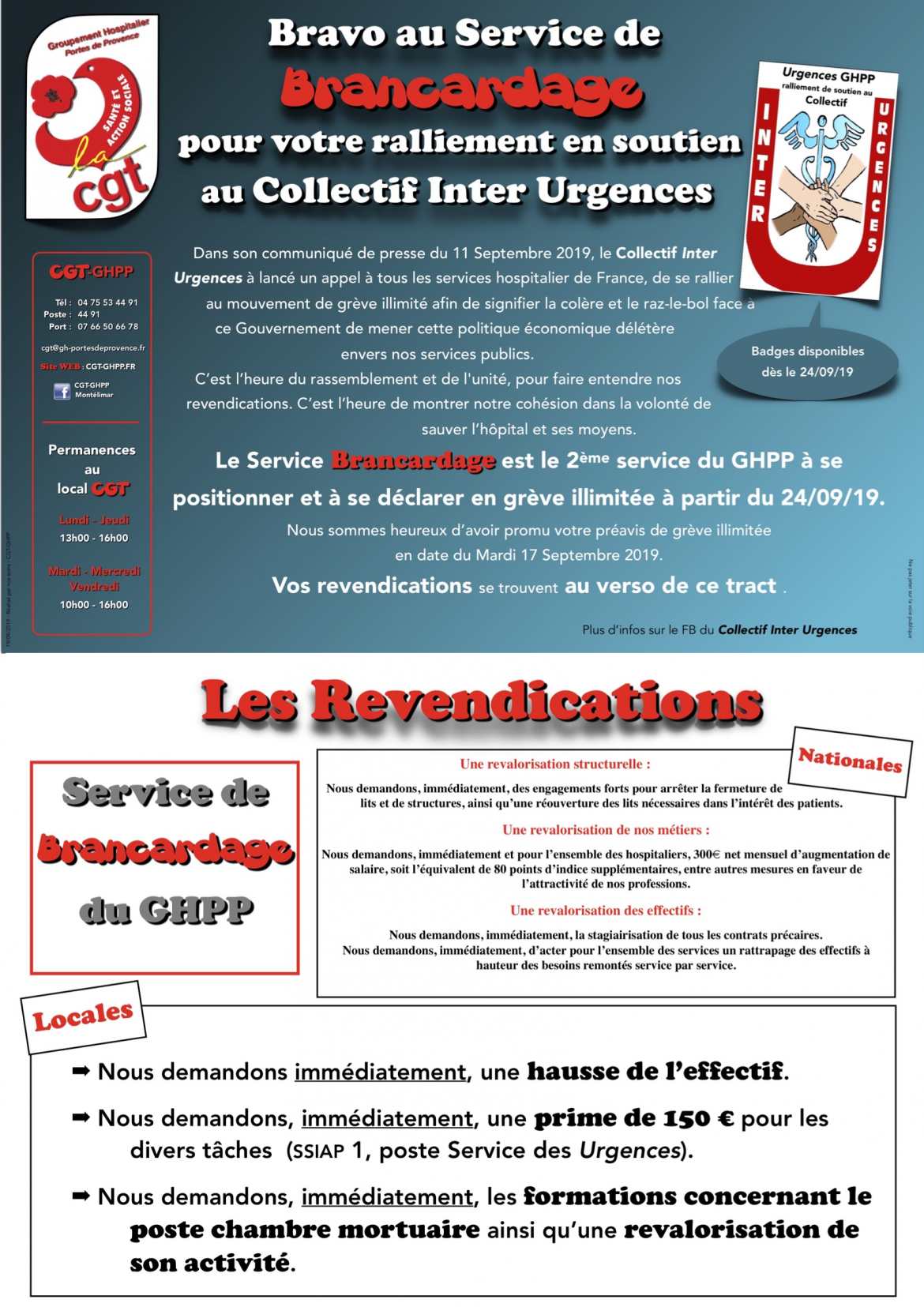 Grève Illimitée Service Brancardage - Revendication