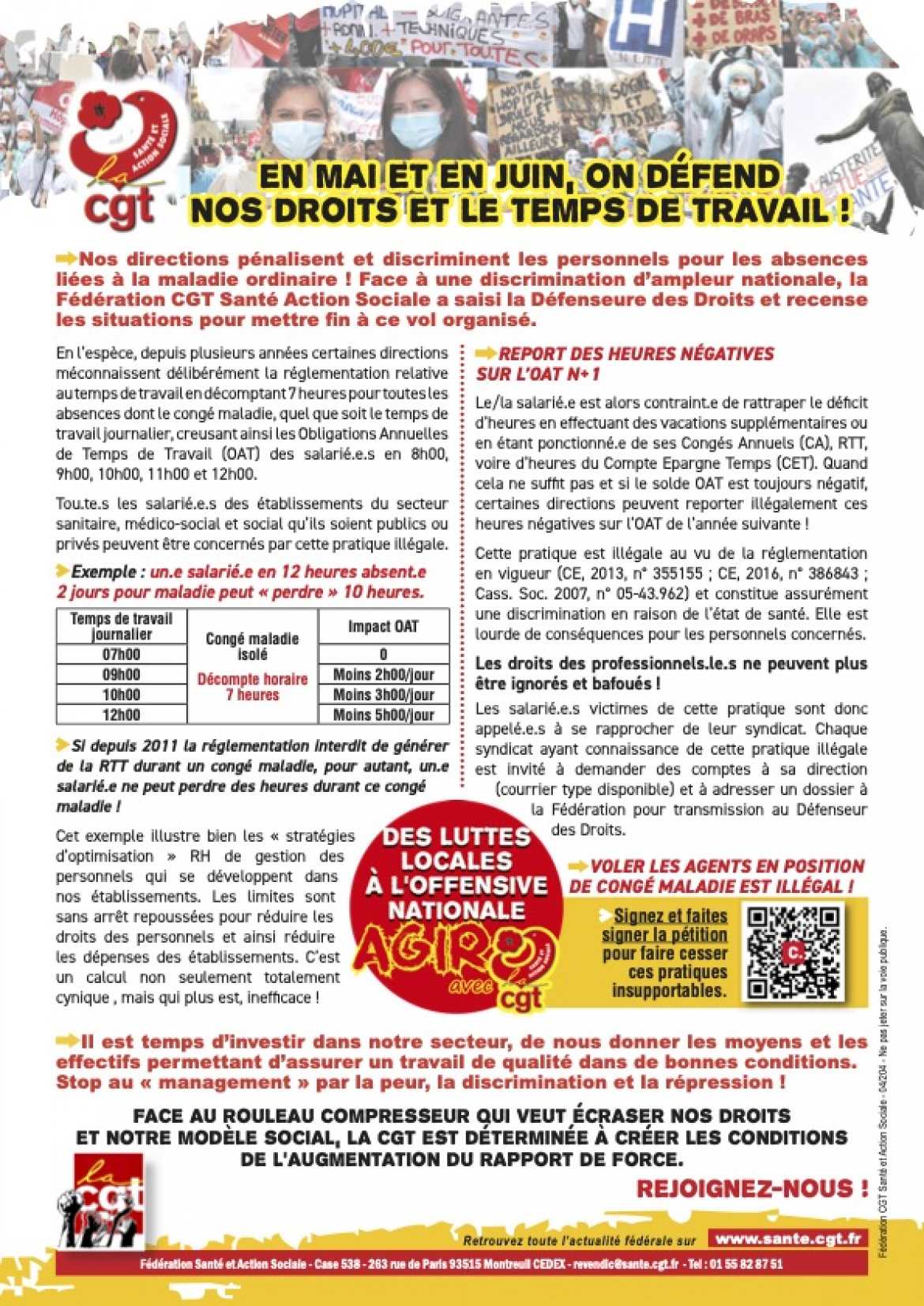 Tract Fédération CGT - SAS - Défense du temps de travail