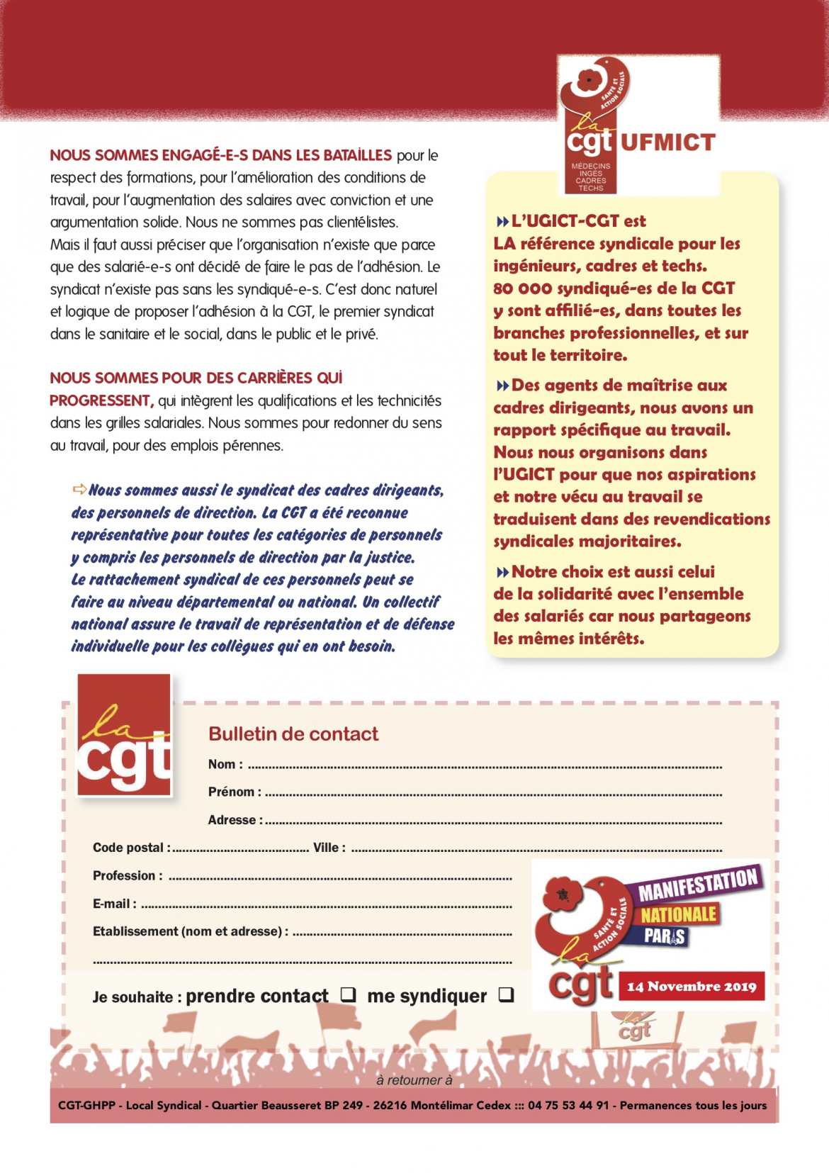 UFMICT-CGT  pour les Médecin, Ingénieurs, Cadres et Techniciens