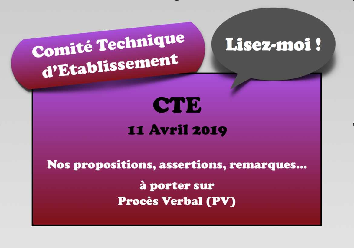 Contenu de nos propos au CTE du 11/04/19